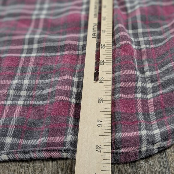 Harley Davidson Top Womens Medium Pink Plaid Snap Button Long Sleeve Bikercore - Picture 8 of 9